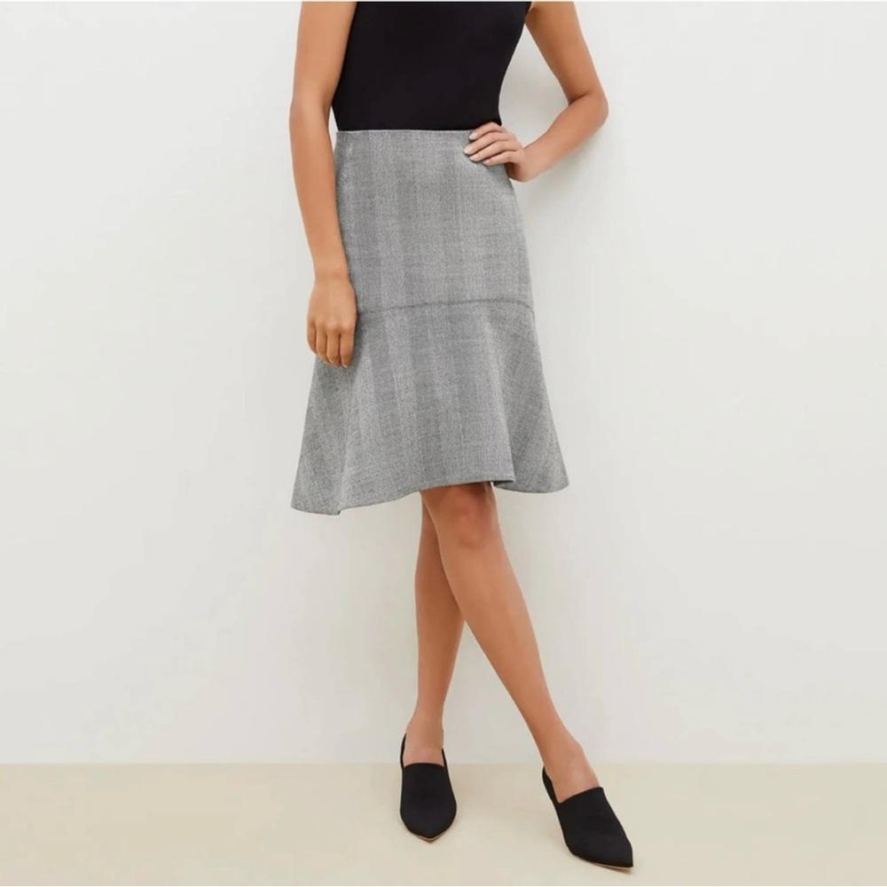 MM Lafleur Astor Black White Herringbone Wool Professional Quiet Luxury Skirt 6